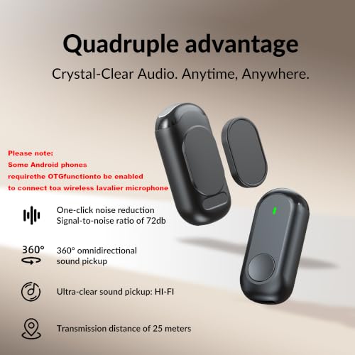 Thumbnail 1 de Leyalian Mini Wireless Lavalier Microphone: USB-C Magnetic Mini Mic for Vlogging and Live Streaming