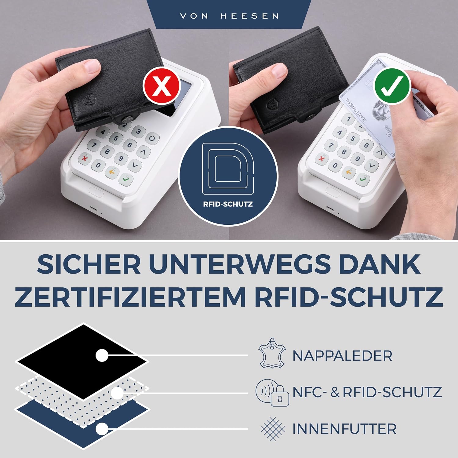 Thumbnail 2 de VON HEESEN Slim Wallet RFID Schutz