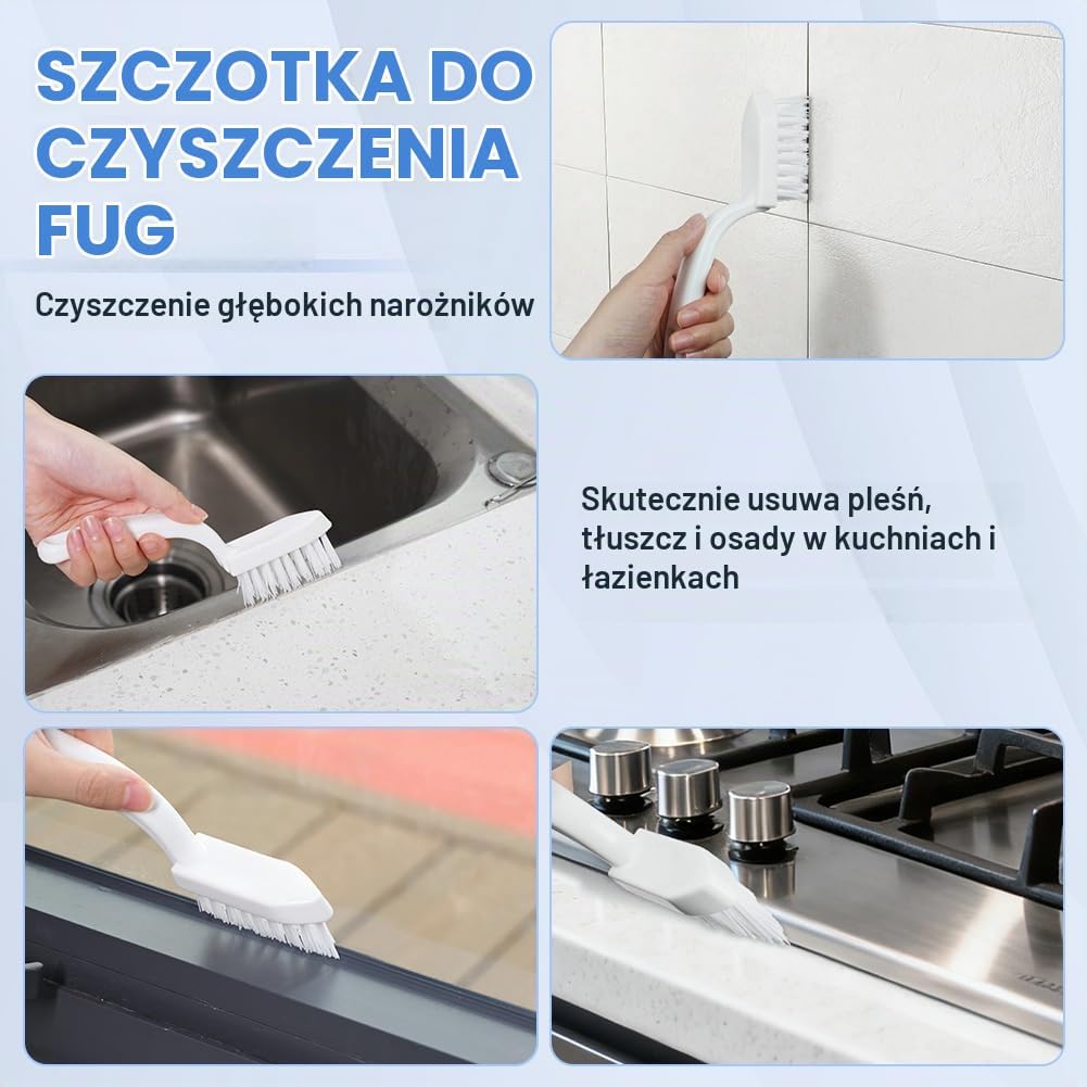 Detalle 1 de AUAUY zestaw szczotek do fug, 4 sztuki, włosie w kształcie V i małe szczotki