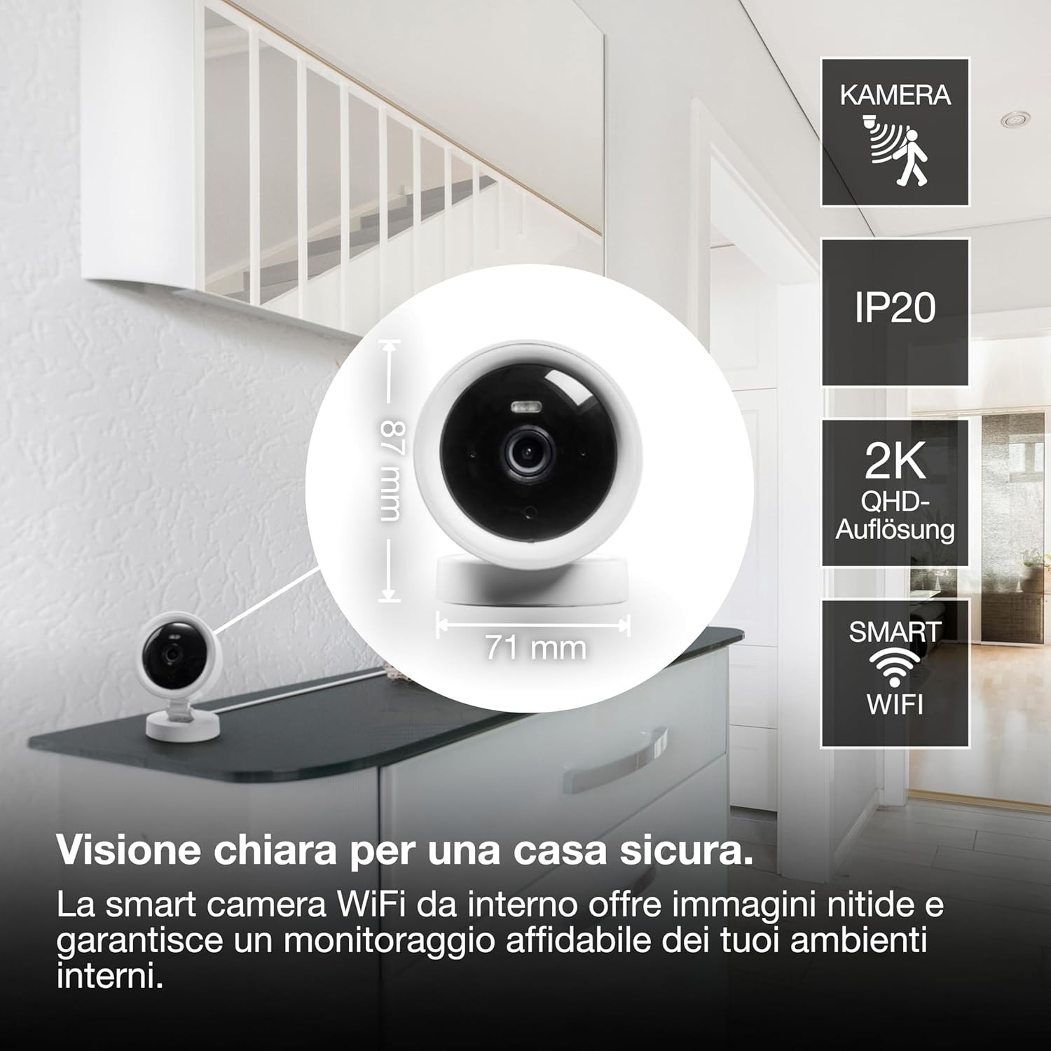 Thumbnail 1 de OSRAM Telecamera SMART+ WiFi 4MP 2K QHD – Interni con visione notturna, audio bidirezionale e integrazione Alexa