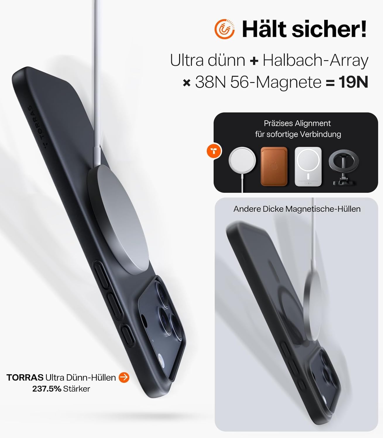 Detalle 2 de TORRAS Ultra Dünn Hülle für iPhone 17 Pro Max mit MagSafe – 0,07 cm Dicke, 19N Magnetkraft