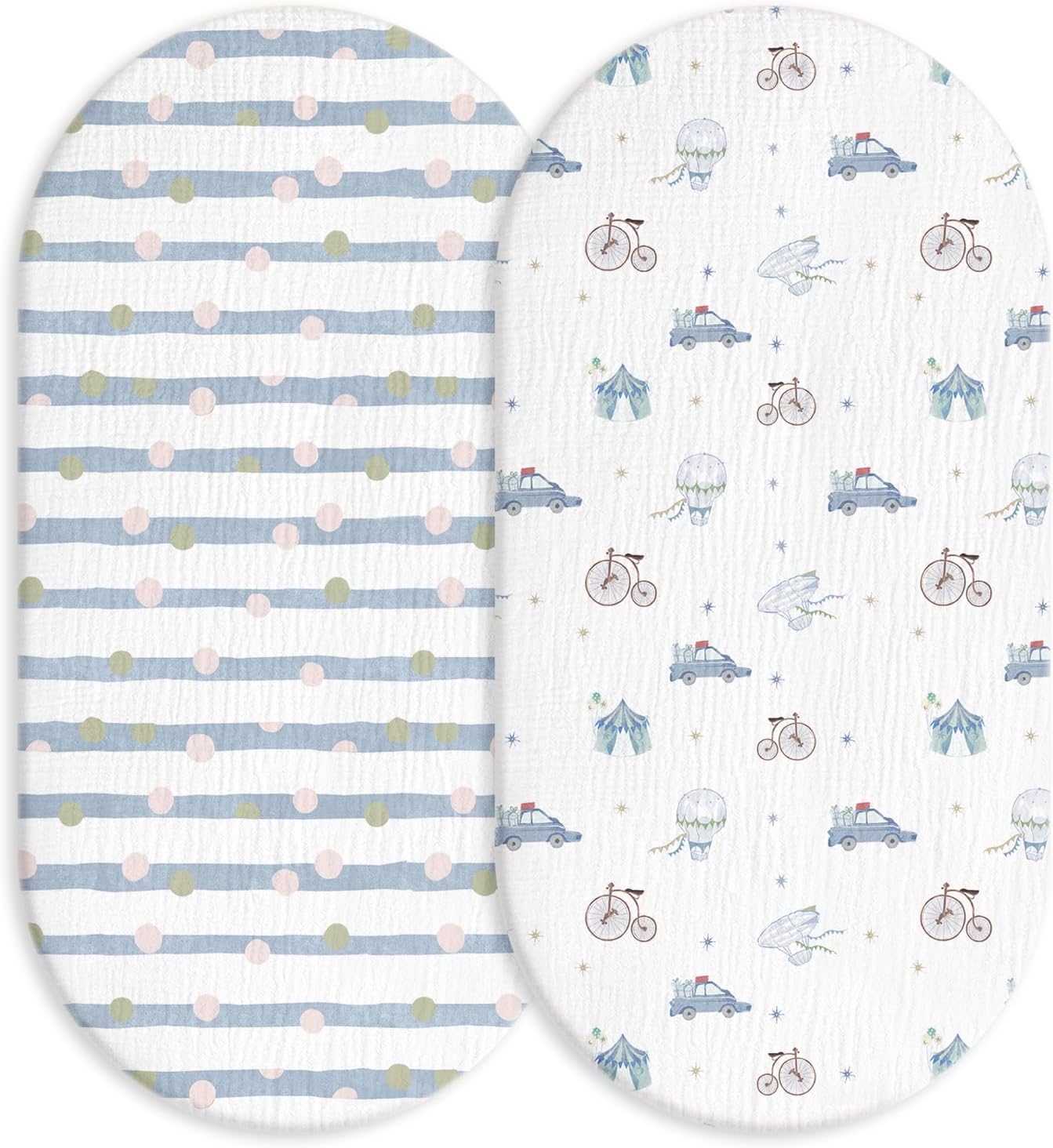 Detalle de Soarwg Kids Moses Basket Fitted Sheets (Set of 2) – 83×43 cm Muslin Cotton, Unisex
