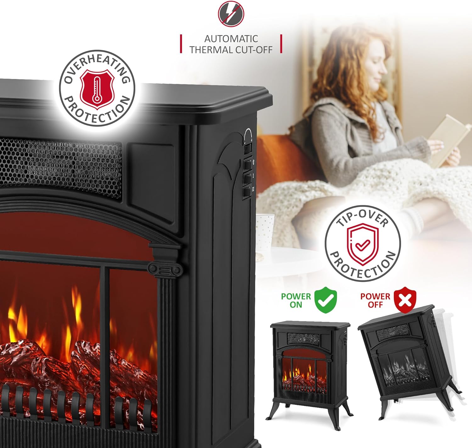 Thumbnail 4 de NETTA 1900W Stove Heater Electric Fireplace