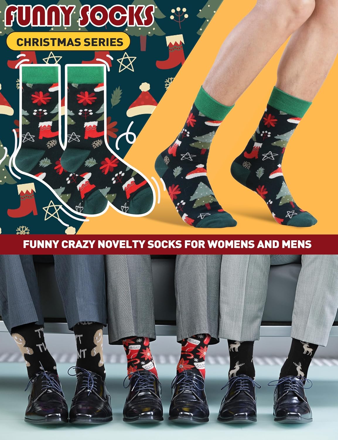 Detalle 1 de MOGGEI Funny Novelty Crew Socks, Breathable Unisex Adult Dress Socks