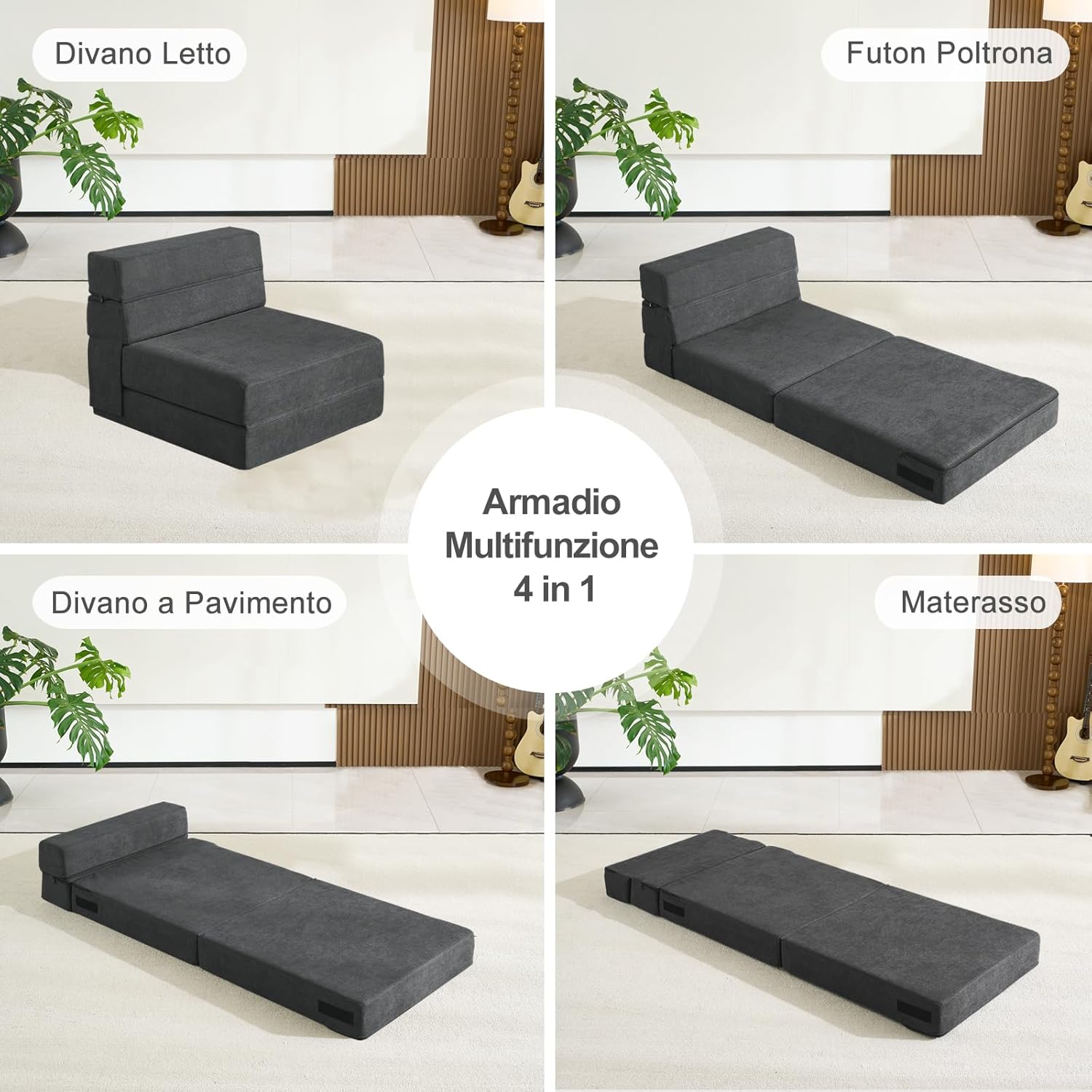 Detalle de ANONER Divano letto pieghevole 70 x 190 cm: memory foam e coperture lavabili per piccoli spazi