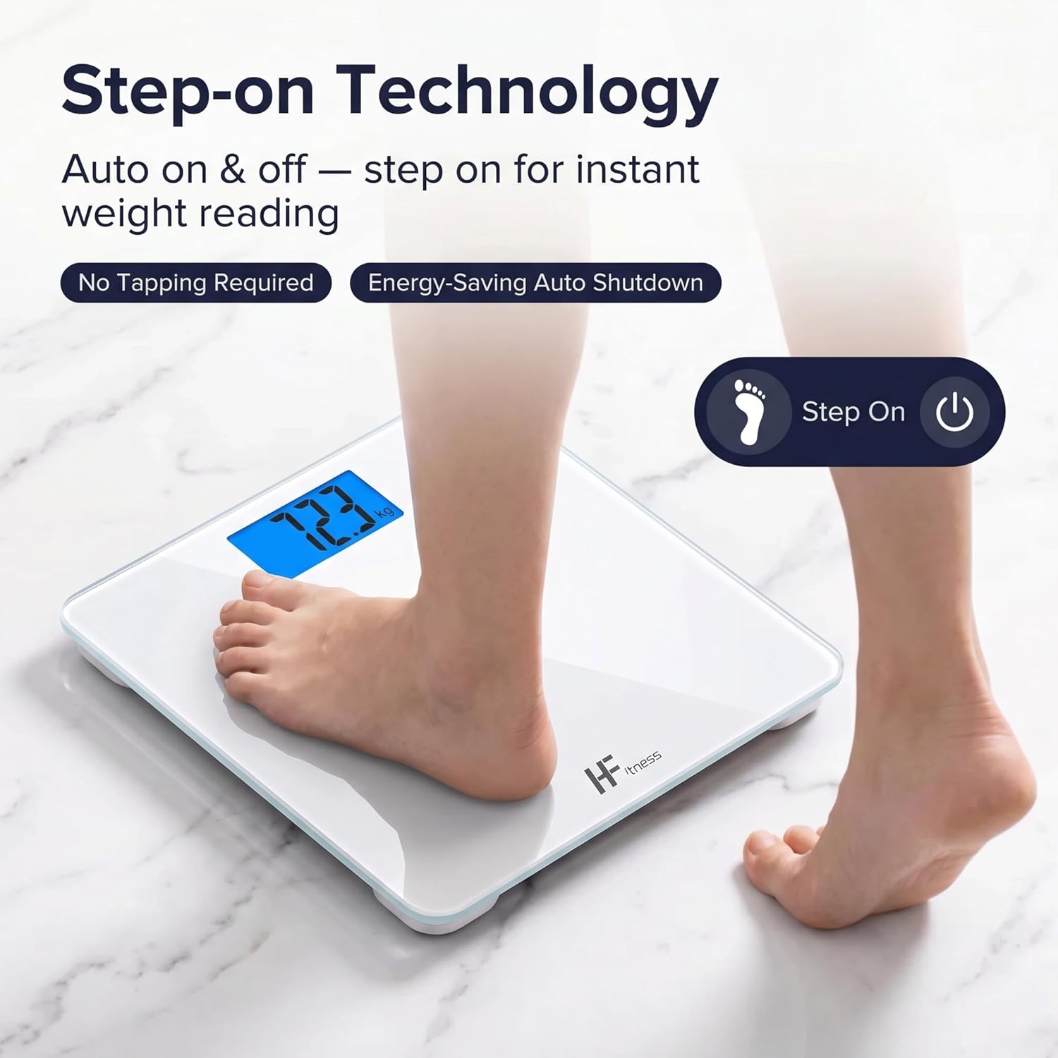 Detalle de HomeFashion HFitness digital bathroom scale (180kg capacity) with backlit display