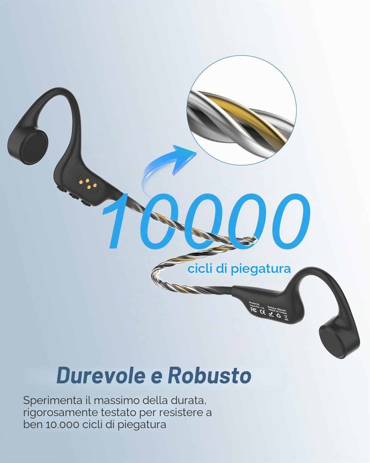 Detalle de ANSTEN Cuffie a conduzione ossea per nuoto Bluetooth 5.4 con MP3 8GB e grado IPX8