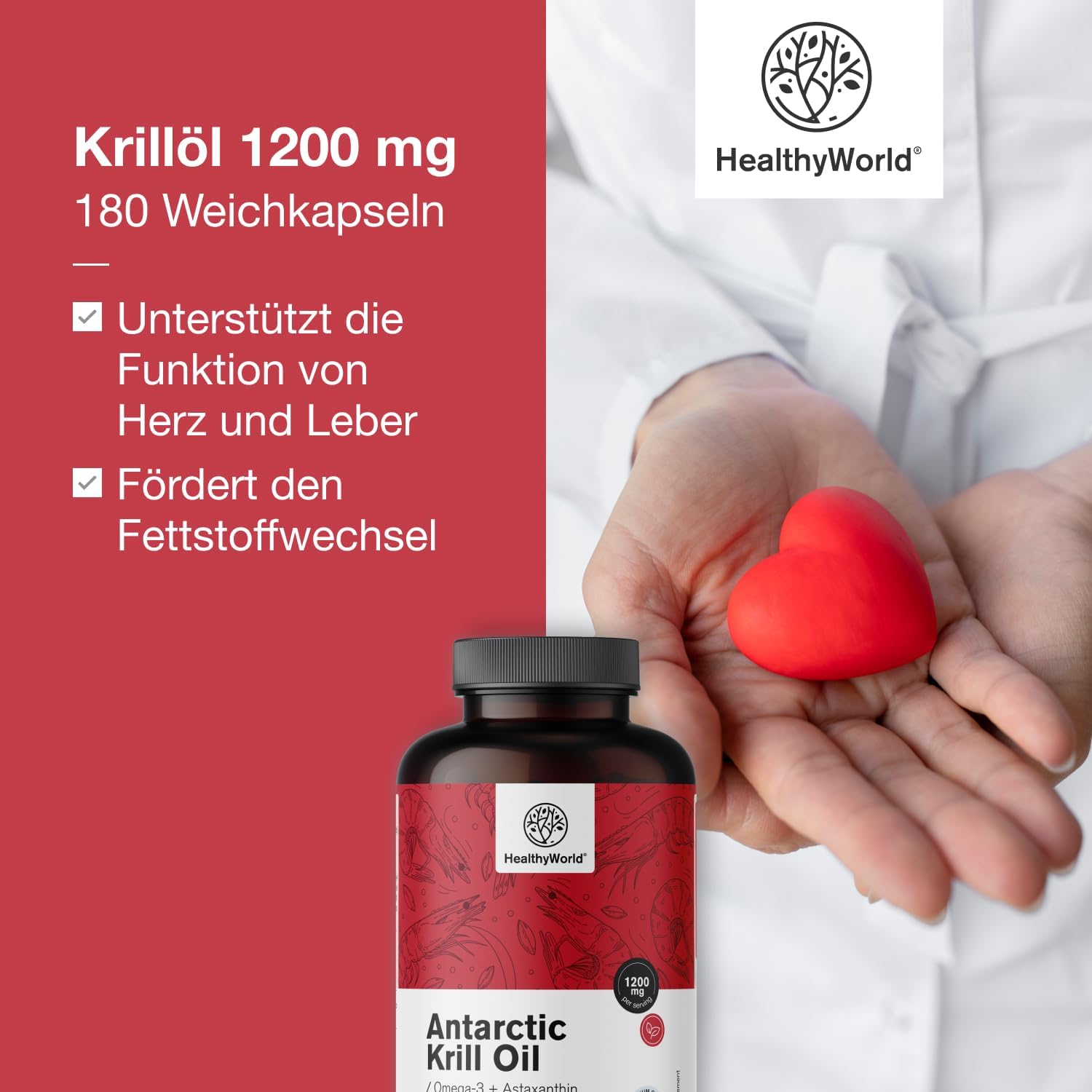 Detalle de HealthyWorld Krillöl 1200 mg Omega-3