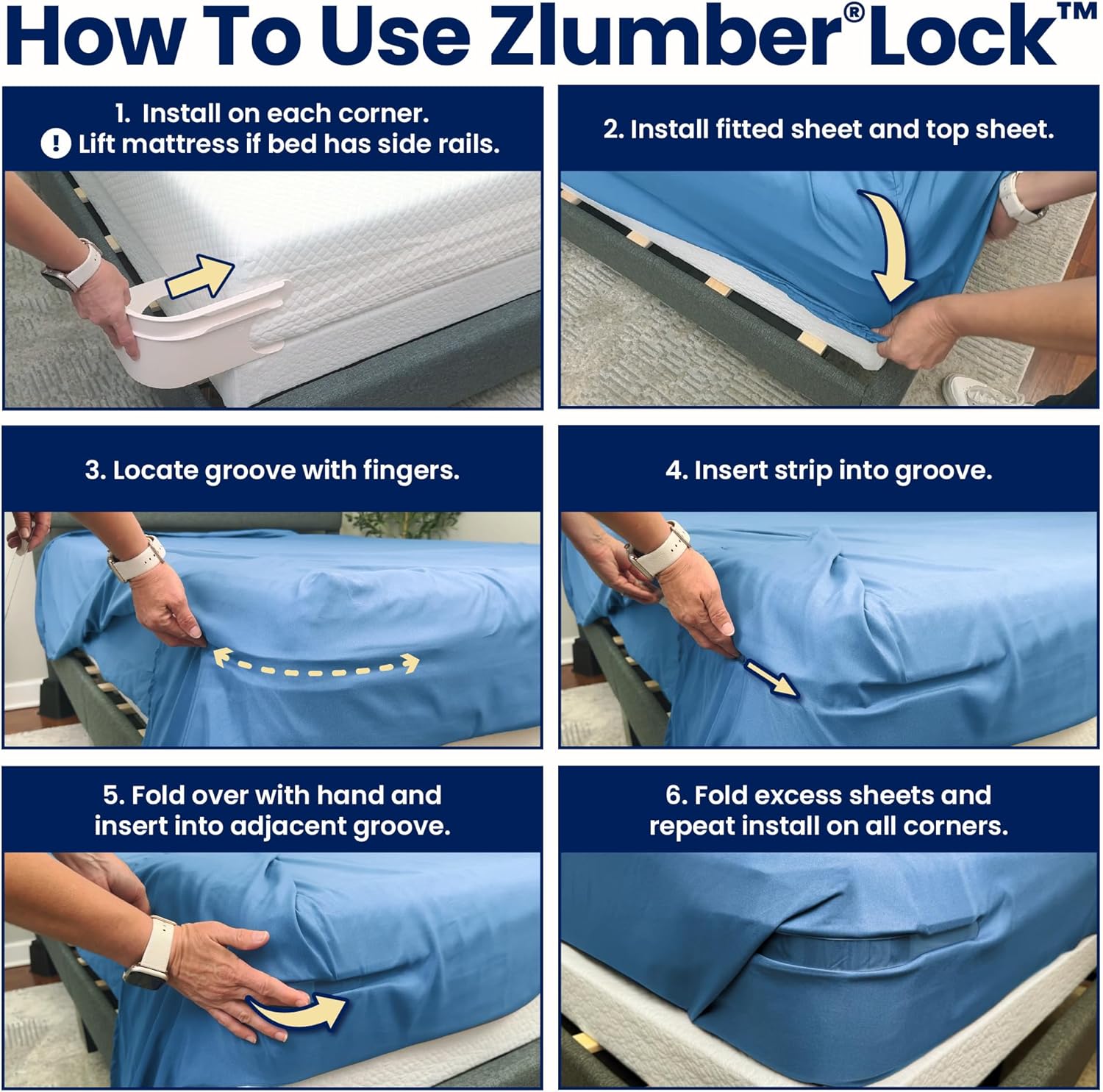 Thumbnail 5 de The Original USA Patented ZlumberLock Secure Sheet Holder with Heavy-Duty Mattress Straps