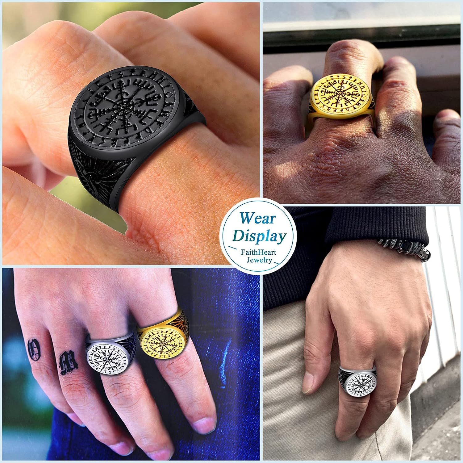 Thumbnail 6 de FaithHeart Anello Vichingo Vegvisir 52–67 mm