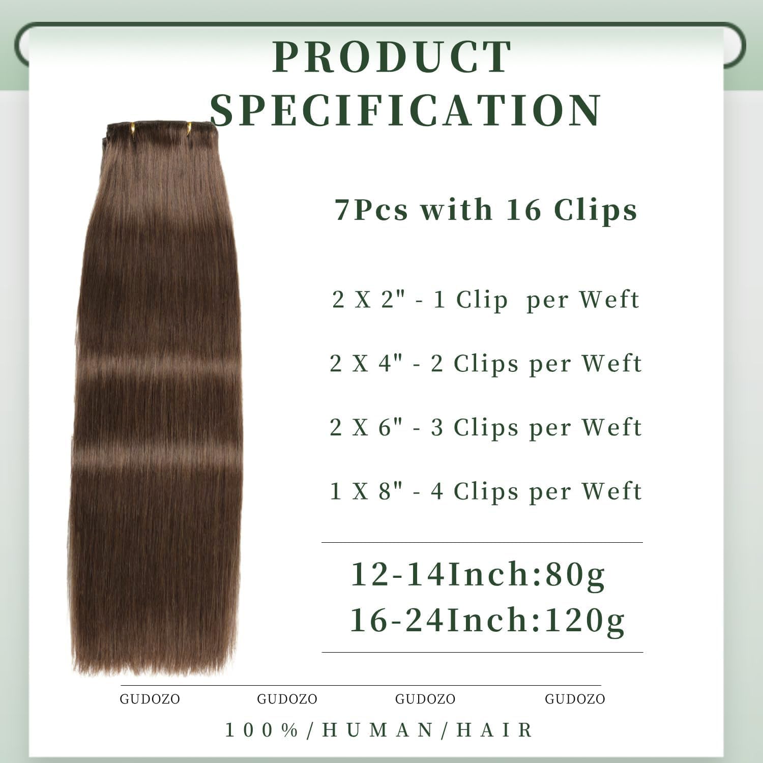 Thumbnail 1 de Clip-in Echthaar-Extensions von GUDOZO (7 Stück, 45 cm, 120 g) – unsichtbare Skin-Weft-Befestigung