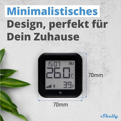 Thumbnail 1 de Shelly H&T Gen3 WLAN-Temperatur- und Feuchtigkeitssensor, Schwarz, E-Paper-Display