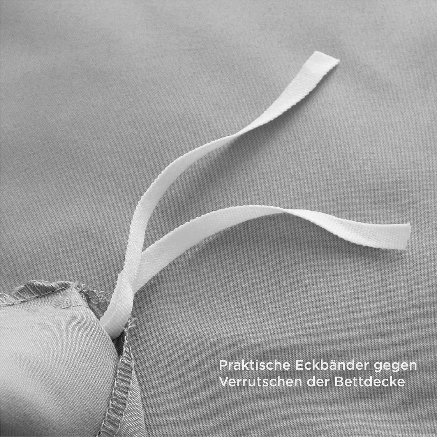 Detalle 2 de BEDSURE Bettwäsche 135x200 4-teilig Grau – 2 Bettbezüge 135x200 cm und 2 Kissenbezüge 80x80 cm