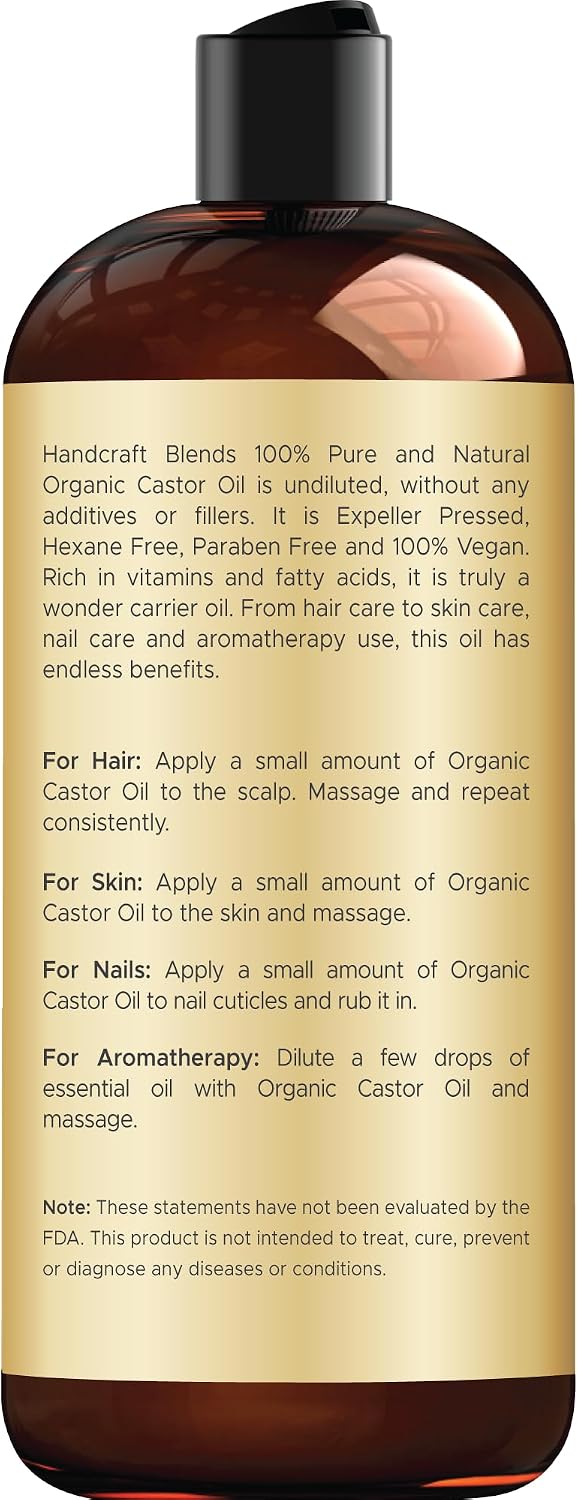 Thumbnail 2 de Handcraft Blends Organic Castor Oil 473 ml – 100% Pure & Natural Carrier Oil