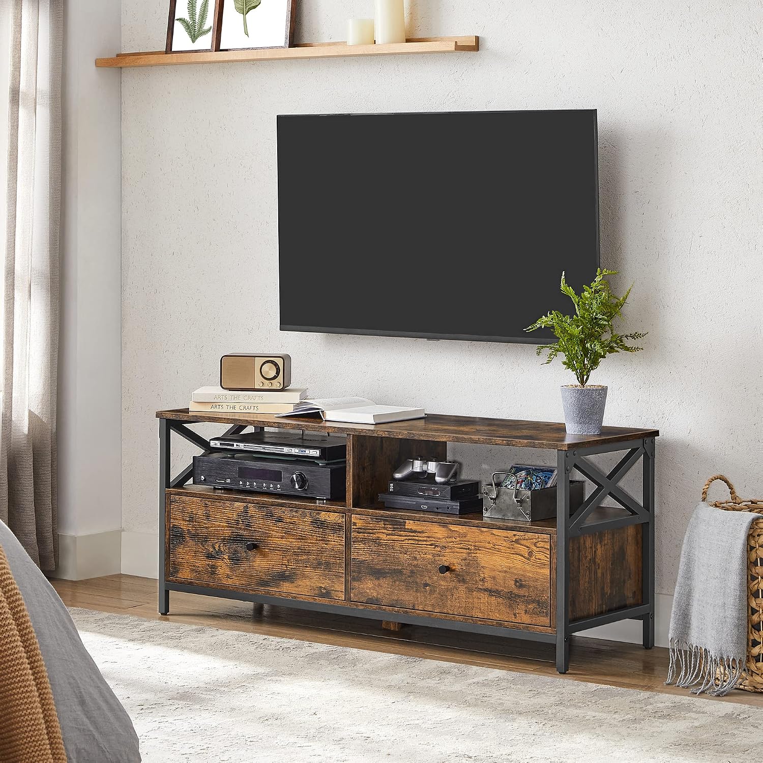 Thumbnail 3 de VASAGLE TV Cabinet TV Unit for 55-Inch TV – Rustic Industrial 120x40x50 cm (LTV300B01)