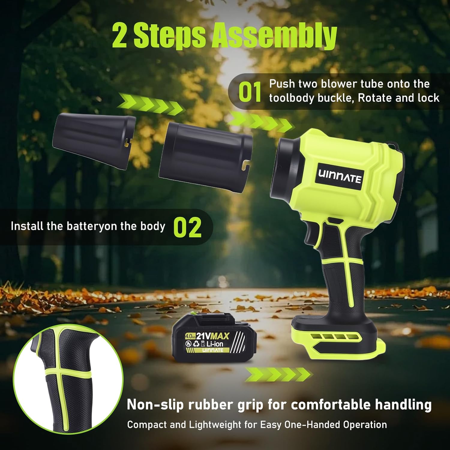 Detalle 2 de Uinnate Leaf Blower 21V 4000mAh Lightweight