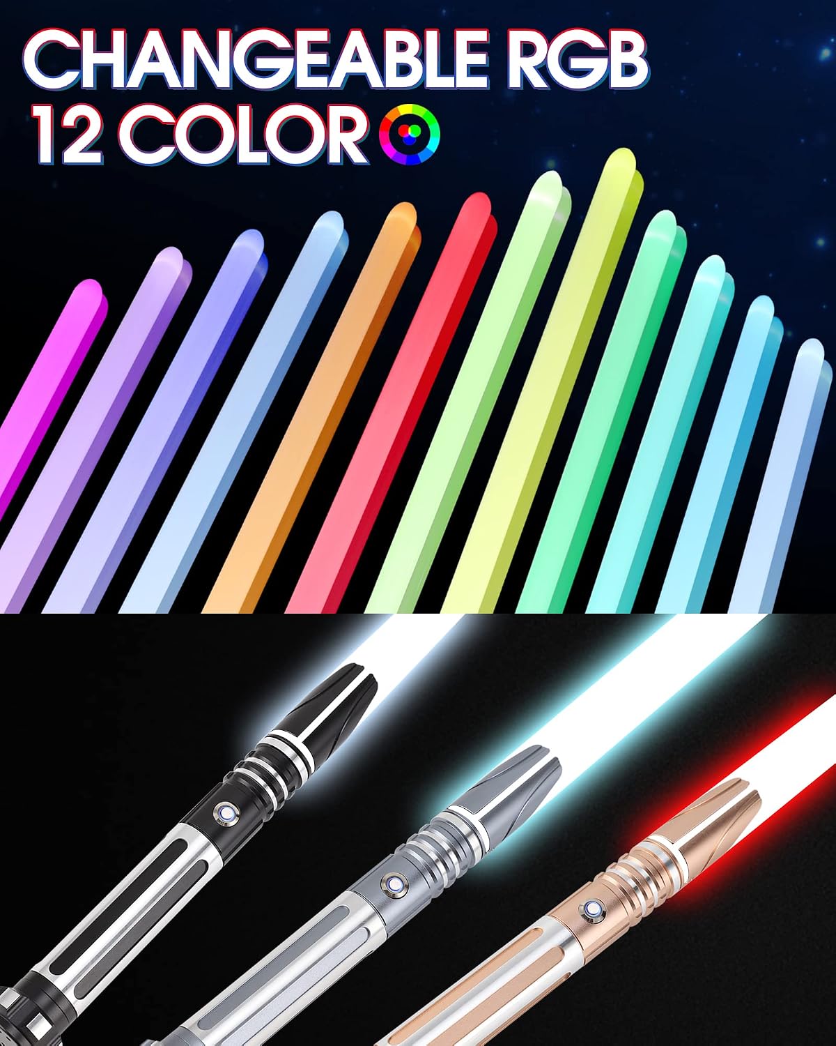 Detalle 2 de ANASABER Dueling Lightsaber S9 Grey with Motion Control — 12 Colours, 16 Sound Fonts, Aluminium Hilt