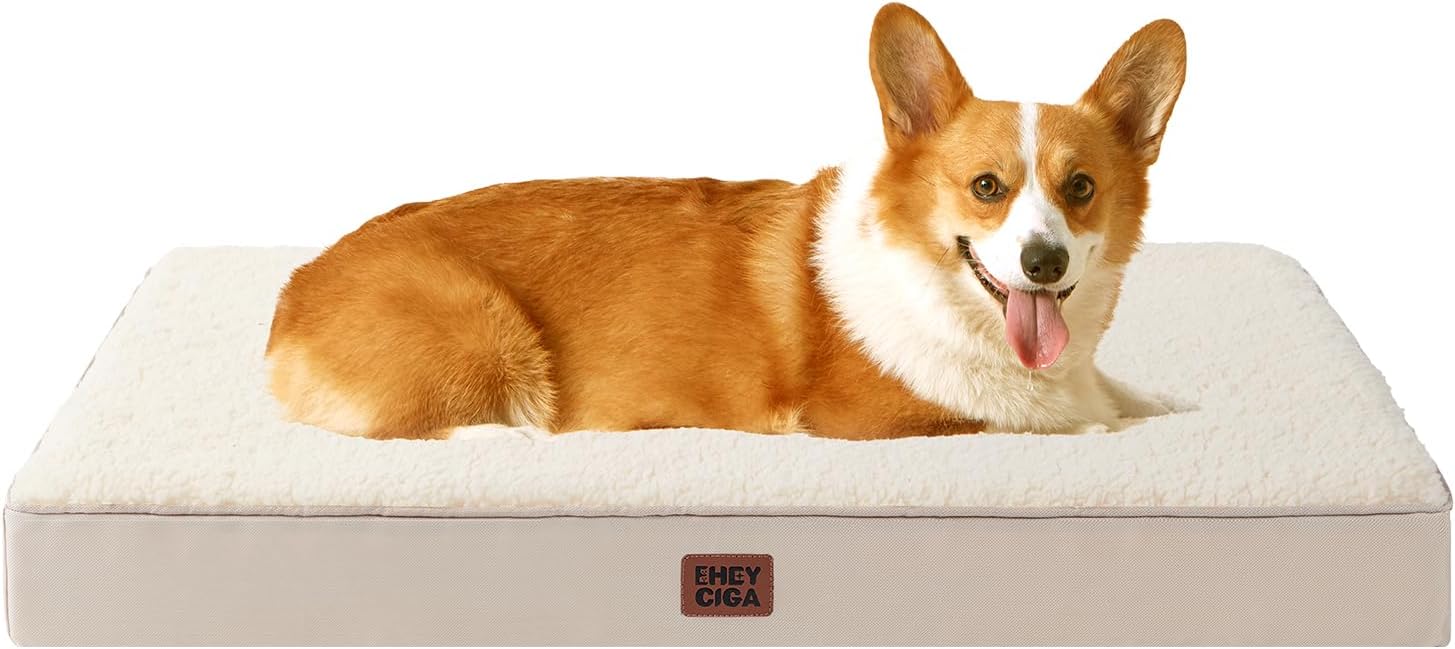 Detalle de EHEYCIGA Orthopädisches Hundebett – Mittelgroße Hunde 89x58x9 cm, Waschbares Kissen mit rutschfester Unterseite