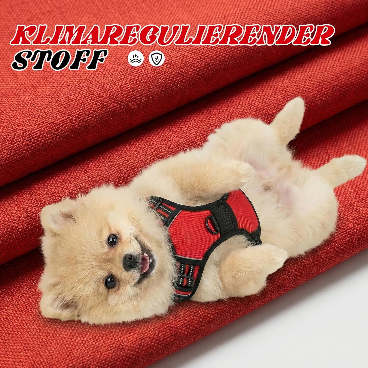 Detalle de Funfox Hundegeschirr Mittelgroße Hunde – Anti‑Zug Brustgeschirr mit Griff, Reflektoren und verstellbaren Gurten