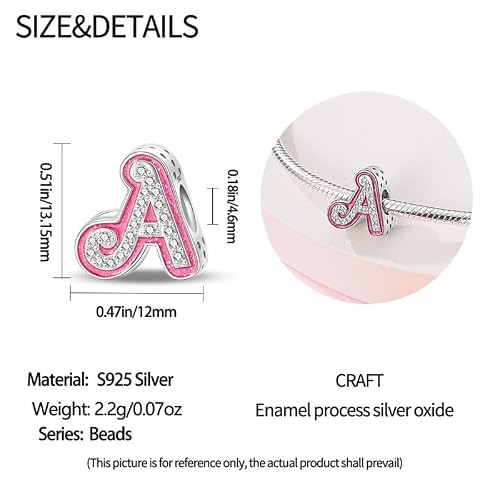 Detalle de KUNSIR Z Alfabeto Charms Abalorios Colgante de plata 925 para pulseras y collares Pandora