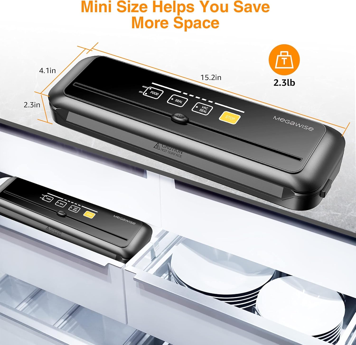 Thumbnail 2 de MegaWise Vacuum Sealer Machine (80kPa) with External Vacuum System, Bags & Cutter Included