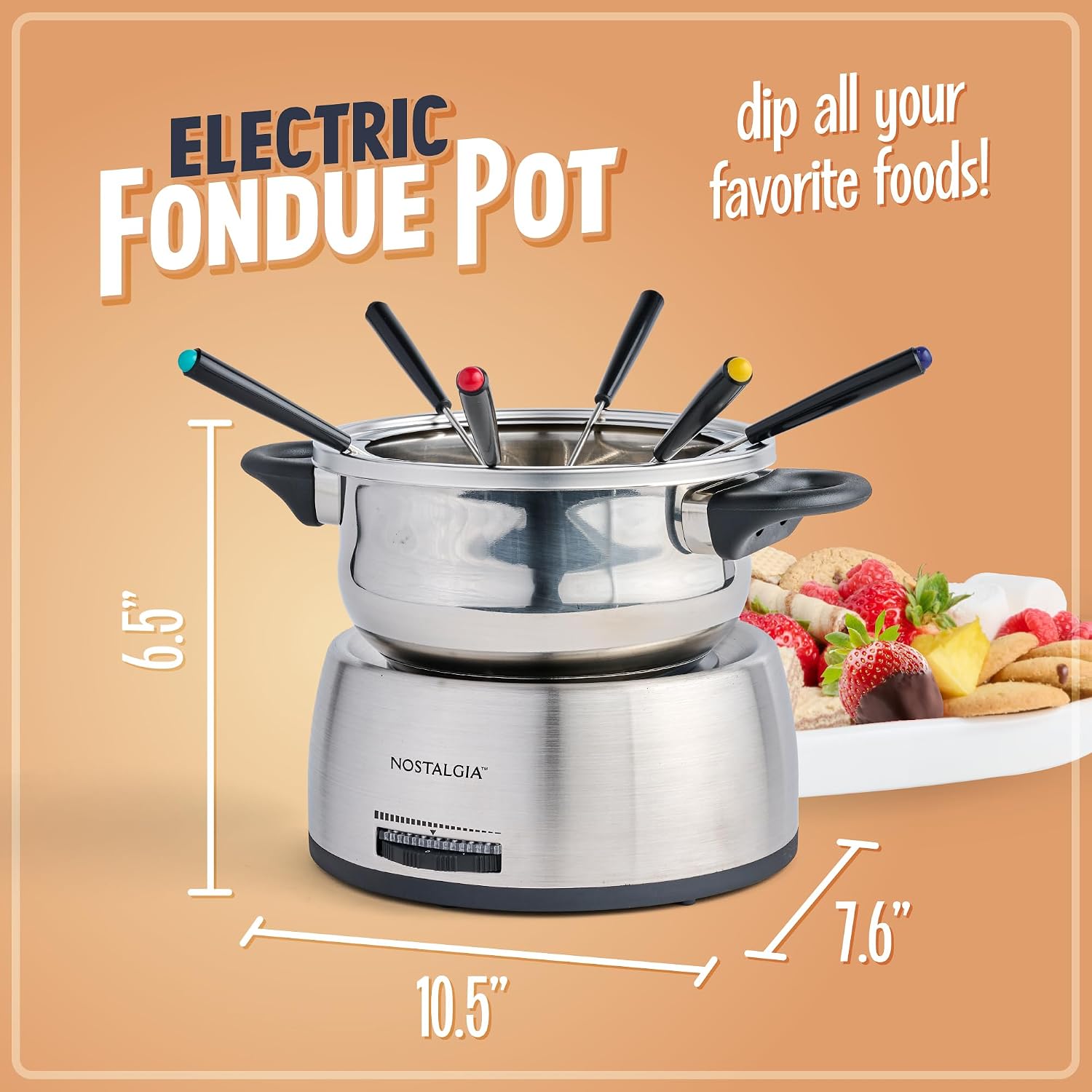 Detalle 2 de Nostalgia 6-Cup Electric Fondue 1.5 qt 🍽