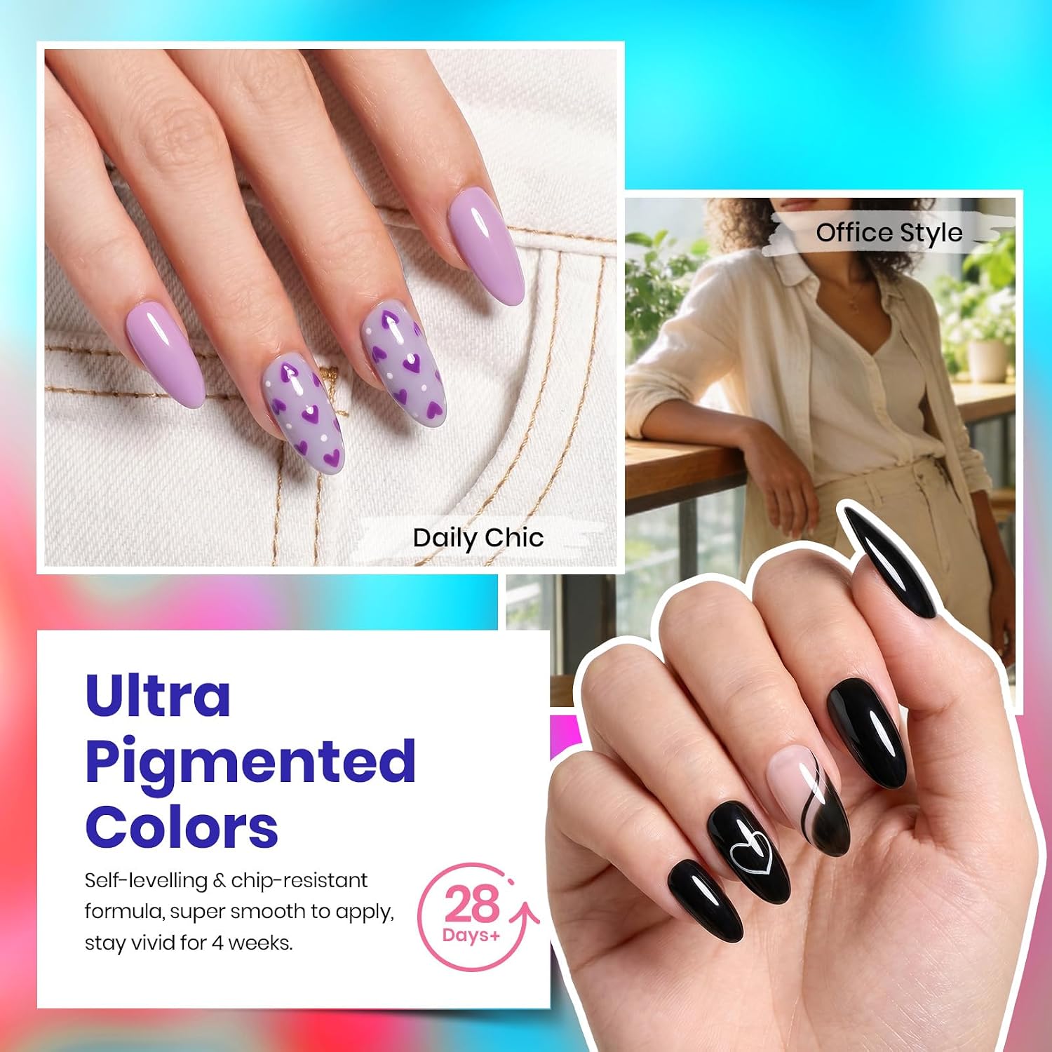 Detalle de Beetles Gel Nail Polish Set - 23pcs Summer Colors with Base & Top Coat (Goes on for Beginners)