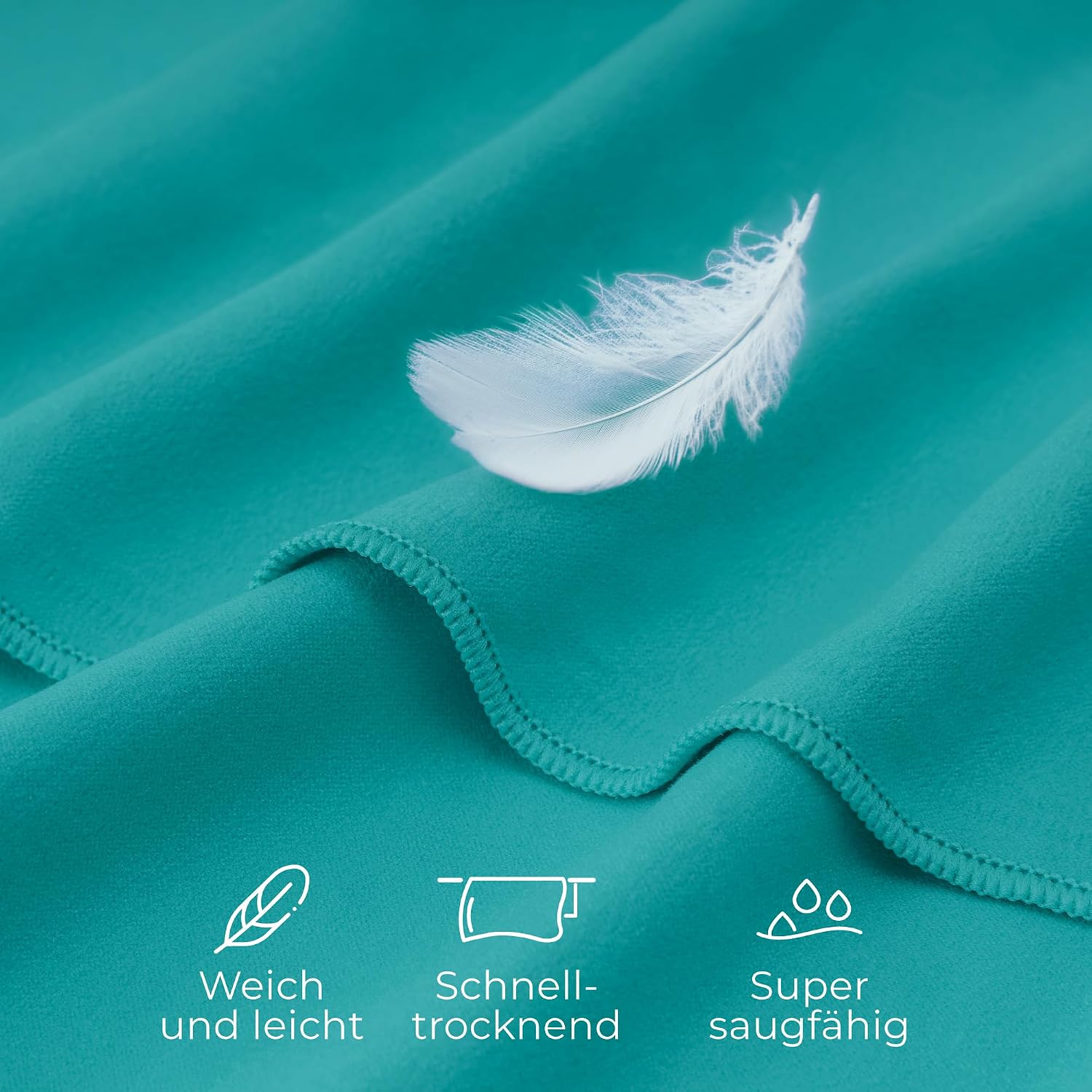 Detalle de ZENACROSS Mikrofaser Handtuch mit Transportbeutel – Schnelltrocknendes Fitness-Handtuch, Größe M 140 x 70 cm, Petrolgrün