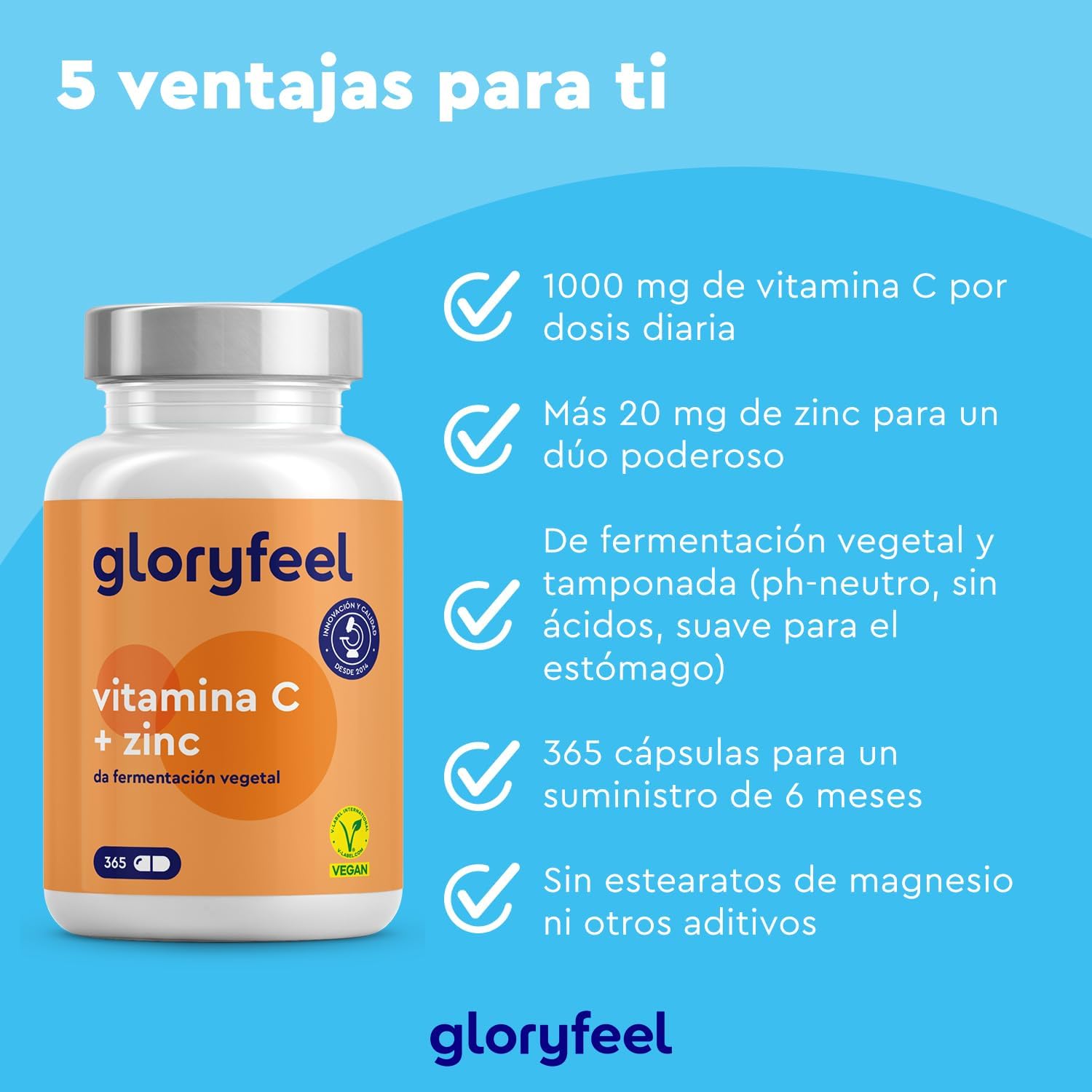Detalle de Vitamina C + Zinc 365 cápsulas 1000 mg