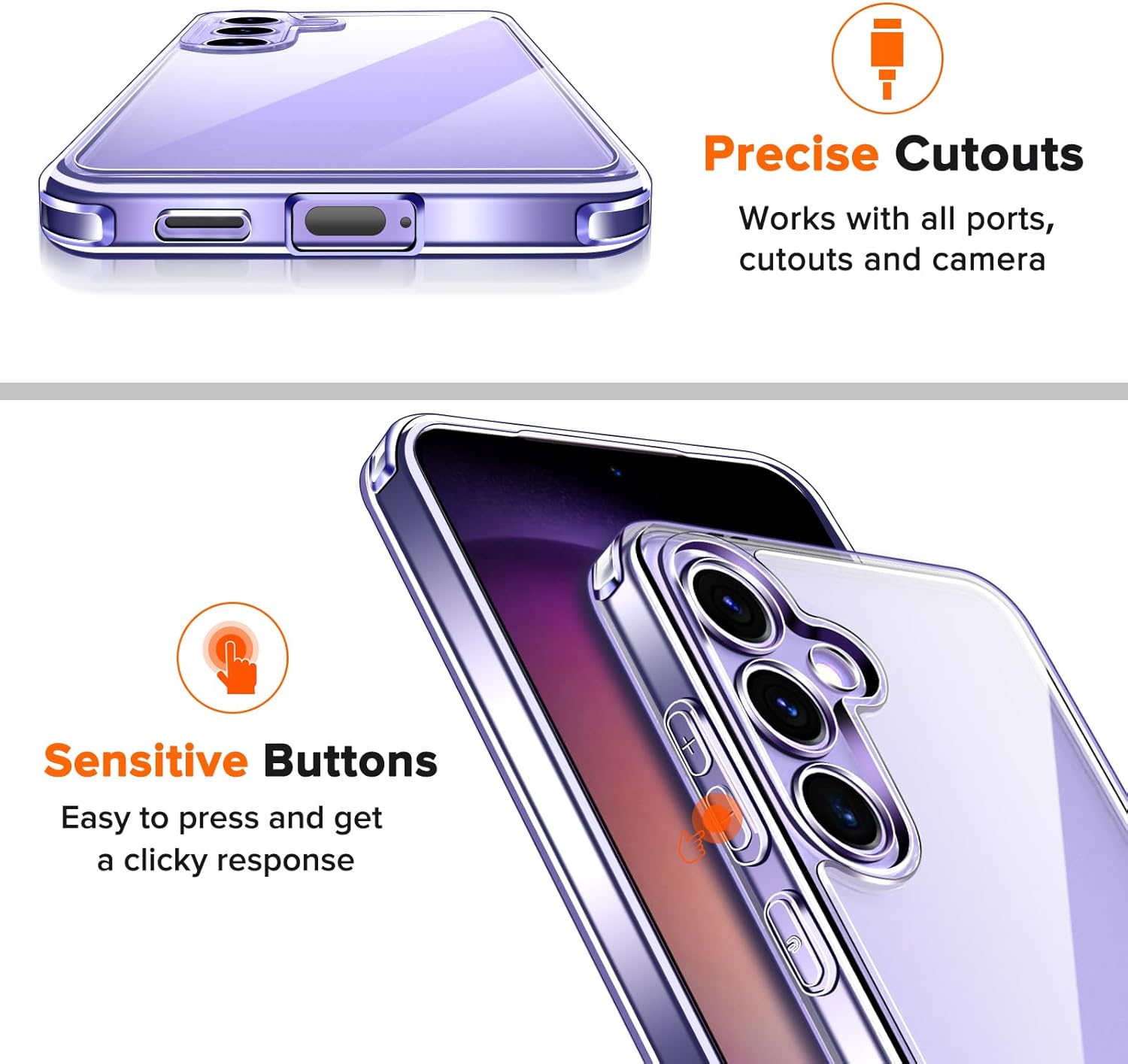 Thumbnail 6 de ivoler Clear Case for Samsung Galaxy S24 5G with Tempered Glass (2 Pieces) – Transparent, Anti-Yellow, Military-Grade Protection