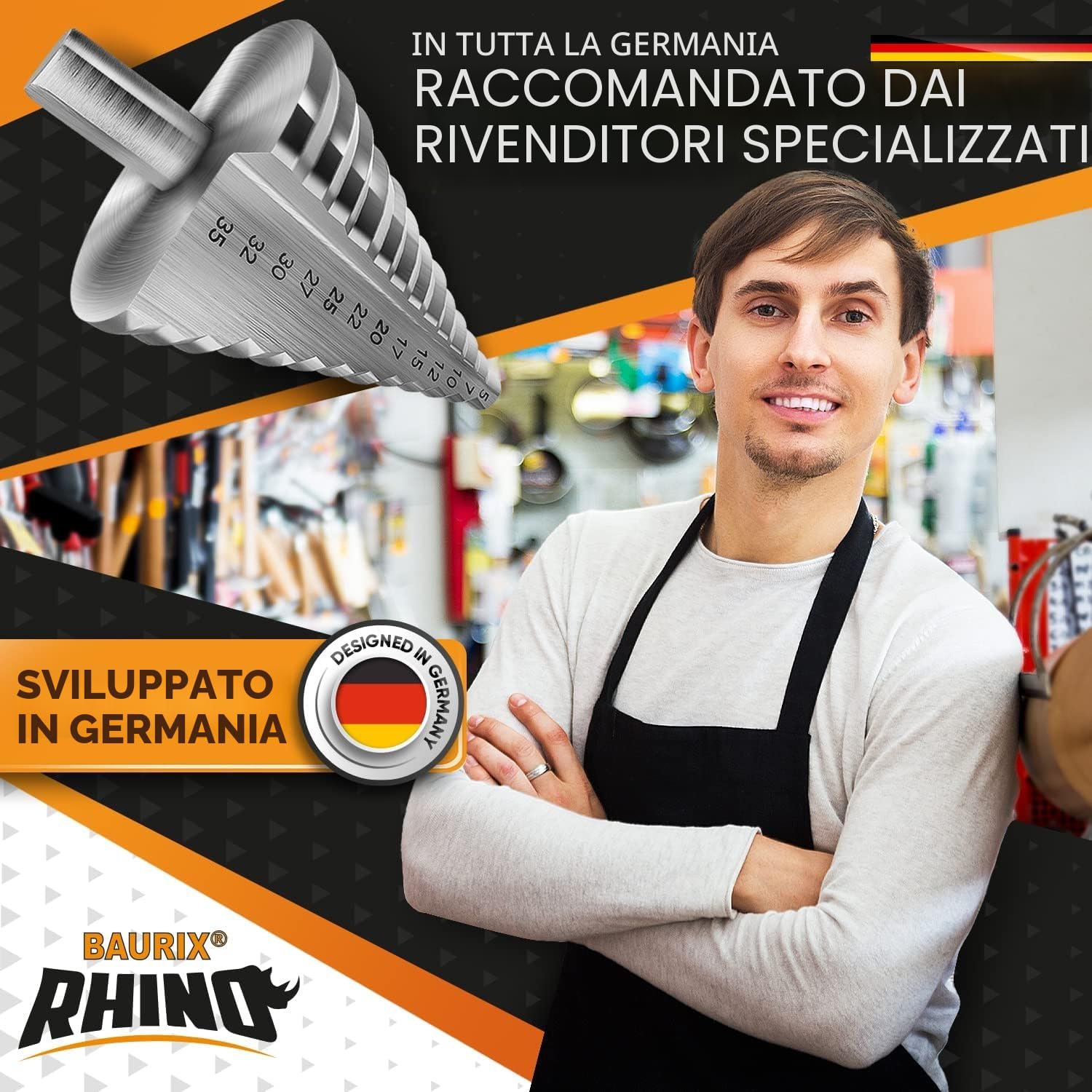 Thumbnail 5 de BAURIX® RHINO® Fresa a Gradini HSS [Ø 5‑35 mm] con alesaggio triangolare da 10 mm