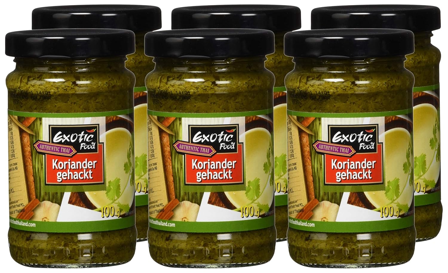 Detalle 2 de Exotic Food Koriander, gehackt in Sojabohnenöl – 6er Pack (6 x 100 g)