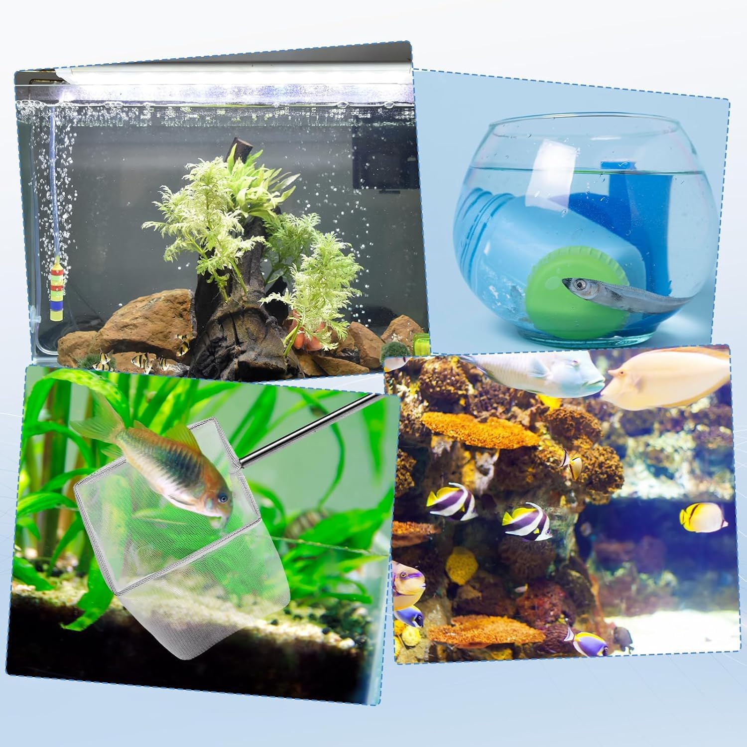 Detalle de 2 Pcs Aquarium Fine Mesh Nets with Extendable Handle for Fish and Shrimp Care
