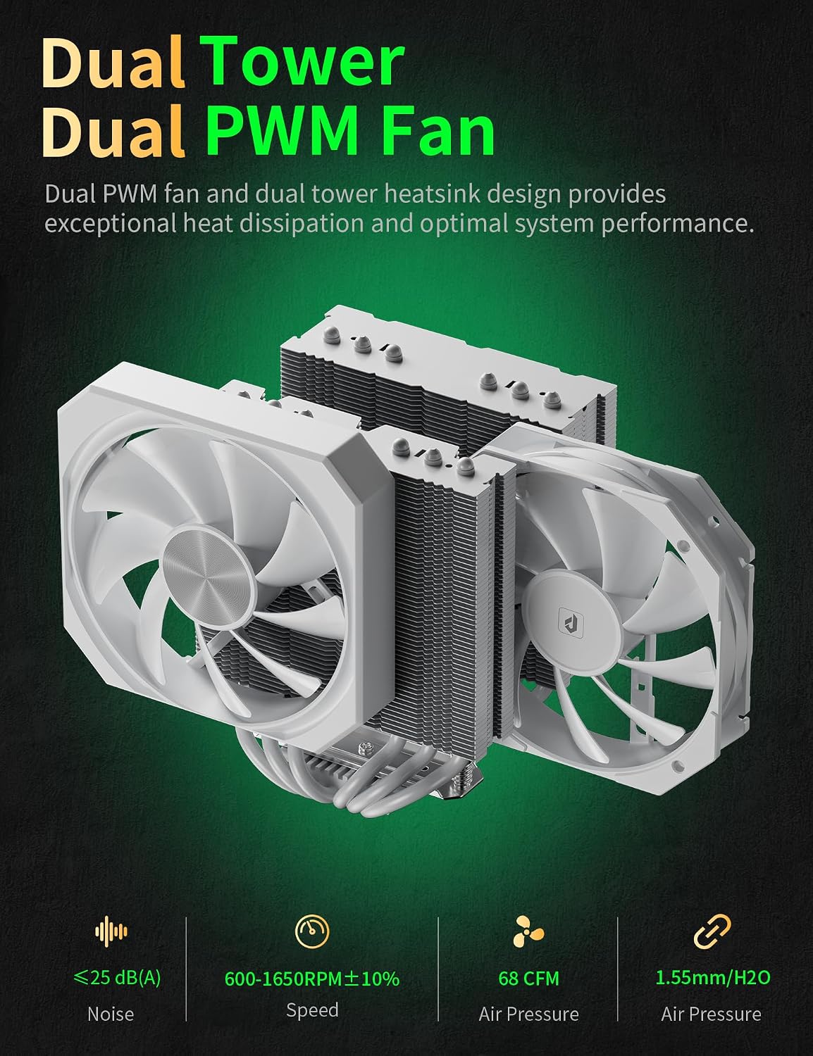 Detalle 2 de UpHere Gaming up2T6 White CPU Air Cooler
