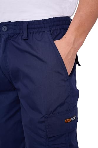 Thumbnail 6 de LABEL APPAREL Mens Cargo Combat Shorts in Navy, Regular Fit, 6XL