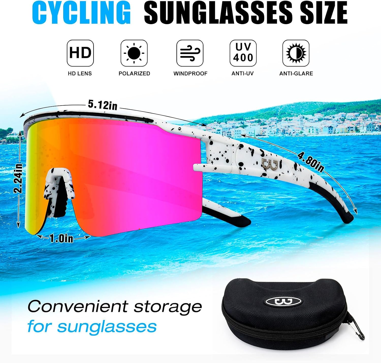 Detalle de SPOSUNE Polarisierte Fahrradbrille mit 3 austauschbaren Gläsern (TR90) – sportliche Sonnenbrille für Lauf- und Radsport