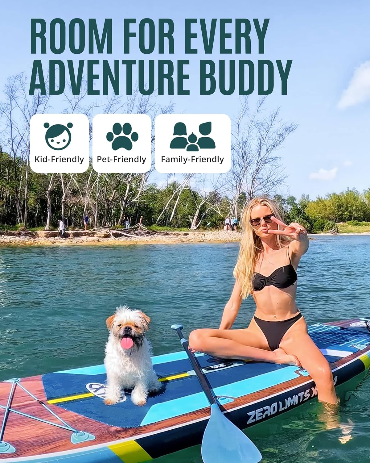 Detalle de ZLX 11'6" x 35" Inflatable Paddle Board — Extra-W Wide Stability for All Skill Levels