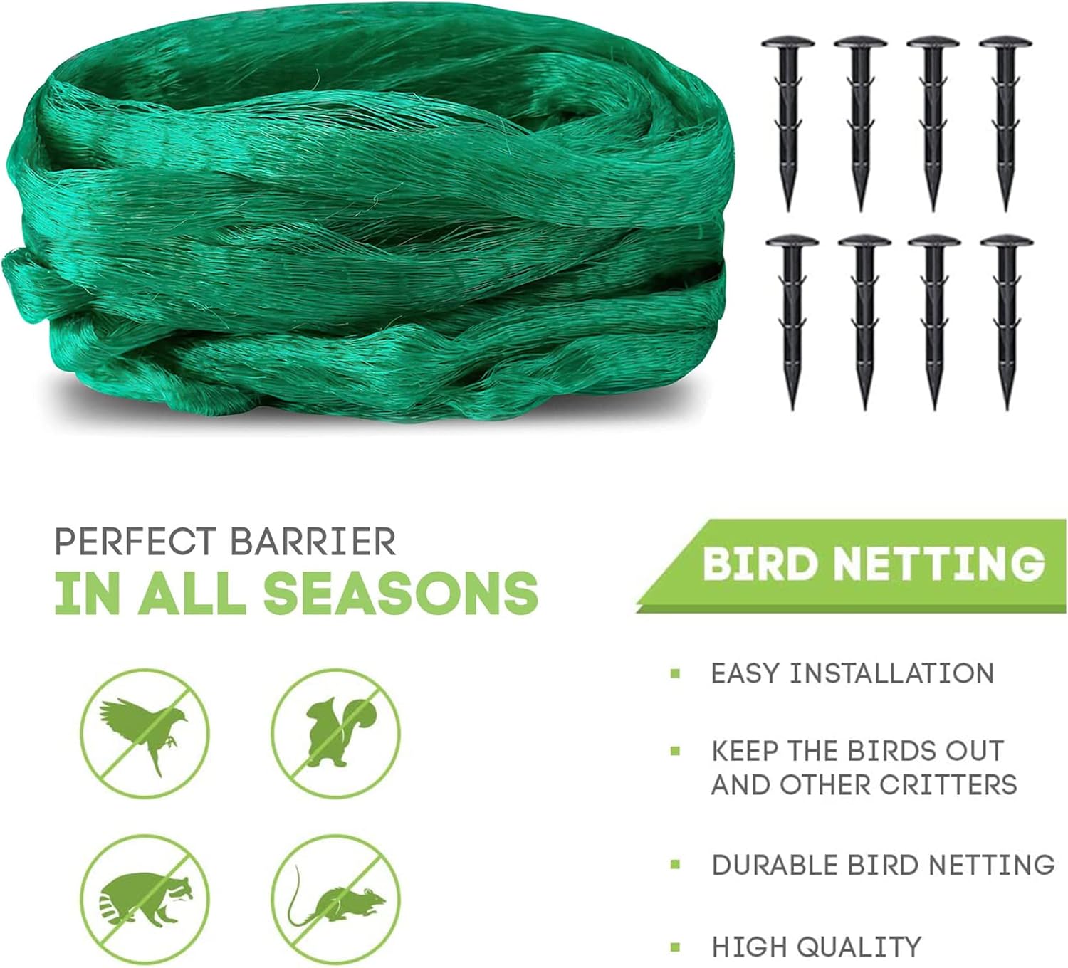 Detalle de MAYADUO Garden Netting for Plants, Fruit & Veg Patch – 4x12M Green Anti-Bird Netting Kit