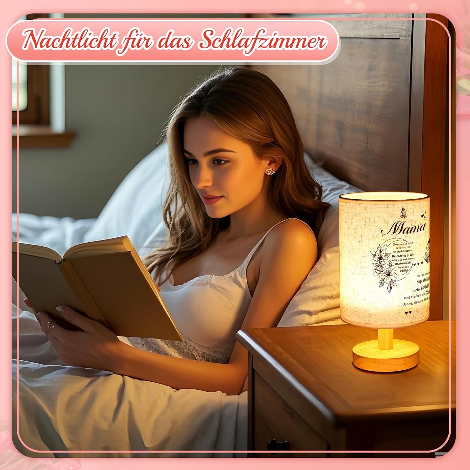 Thumbnail 3 de Linkax Tischlampe für Mama mit Spruch „Mama Danke, dass Du immer für mich da bist“ als Muttertagsgeschenk