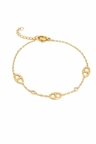 Detalle de SAPHY Bracelet Femme Maille Marine – Acier Inoxydable Hypoallergénique avec Strass