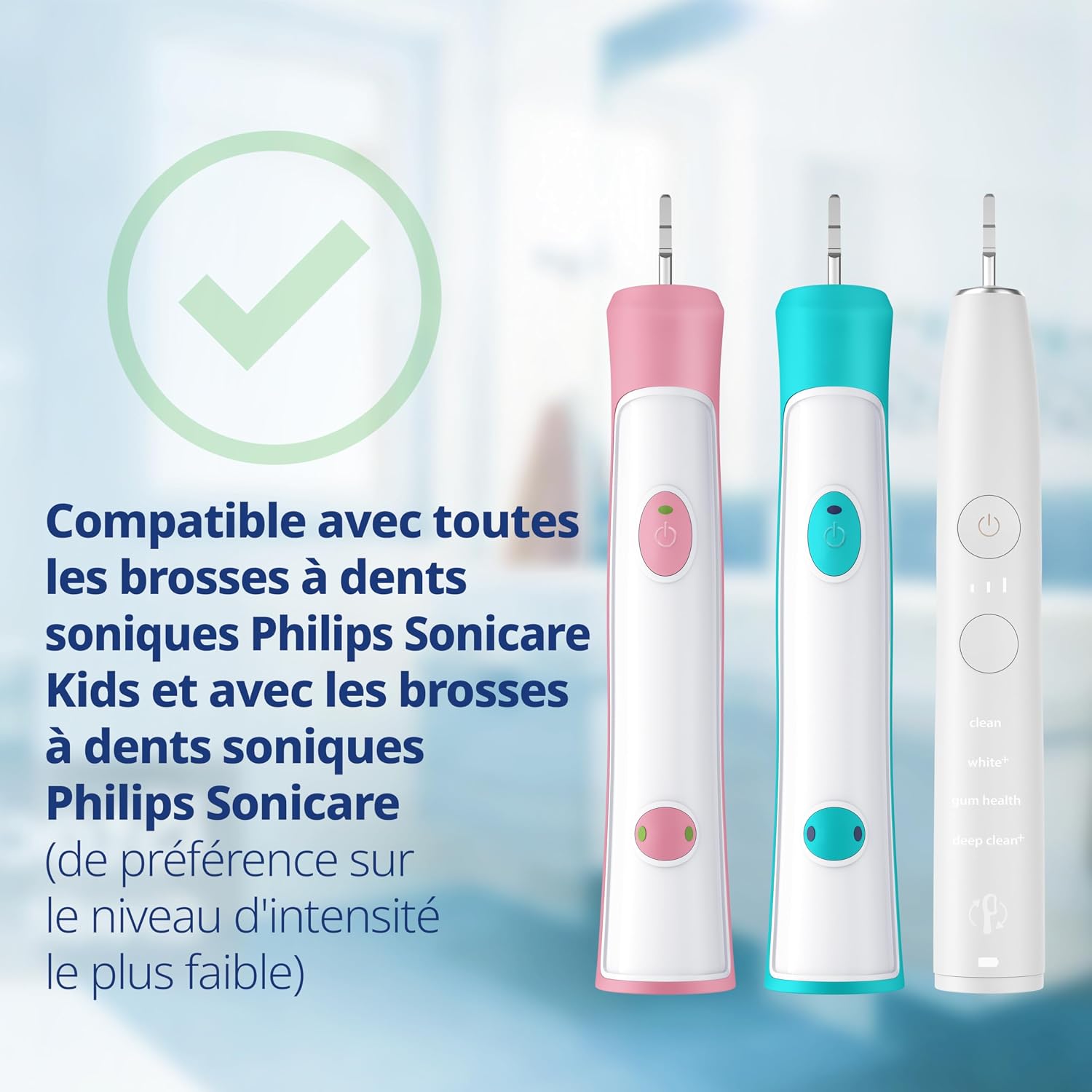 Detalle de Têtes de brosse demirdental pour Philips Sonicare Kids (3 à 6 ans) – Compact Mini, lot de 8, bleu clair