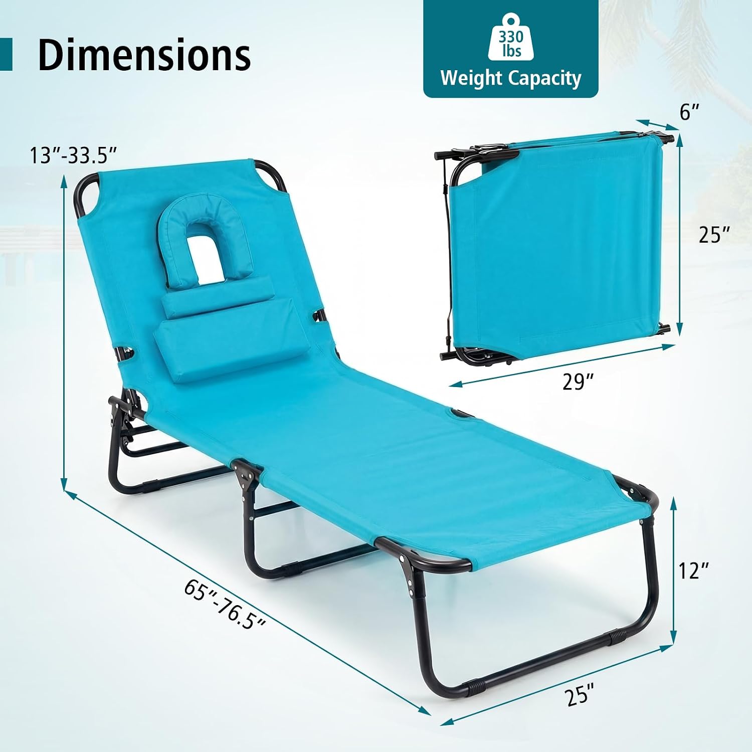 Detalle de Gotoplay Folding Beach Lounger, Navy