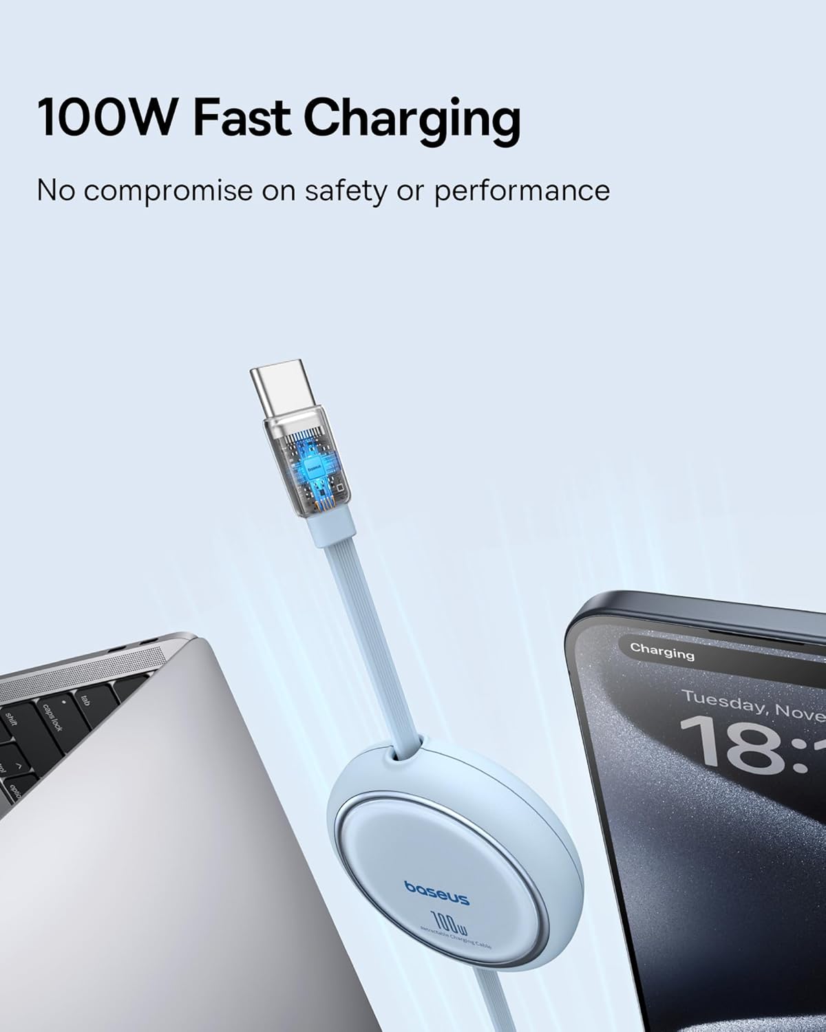 Thumbnail 1 de Baseus Cable USB C 100W Retráctil, Carga rápida ⚡
