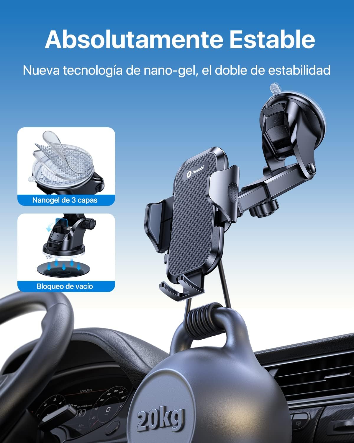 Thumbnail 2 de andobil Soporte Móvil Coche 3 en 1 con Ventosa