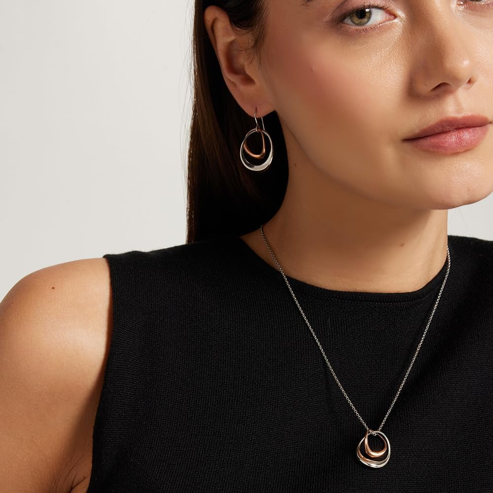 Thumbnail 3 de Calvin Klein orecchini pendenti da donna Collezione Warped Rings in acciaio inossidabile bicolore