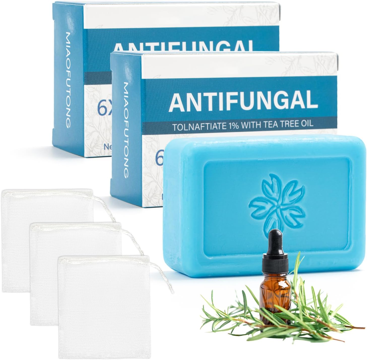 Detalle de YIREG Tea Tree Soap Bar, 3-Pack of 100 g Tea Tree Oil Bars