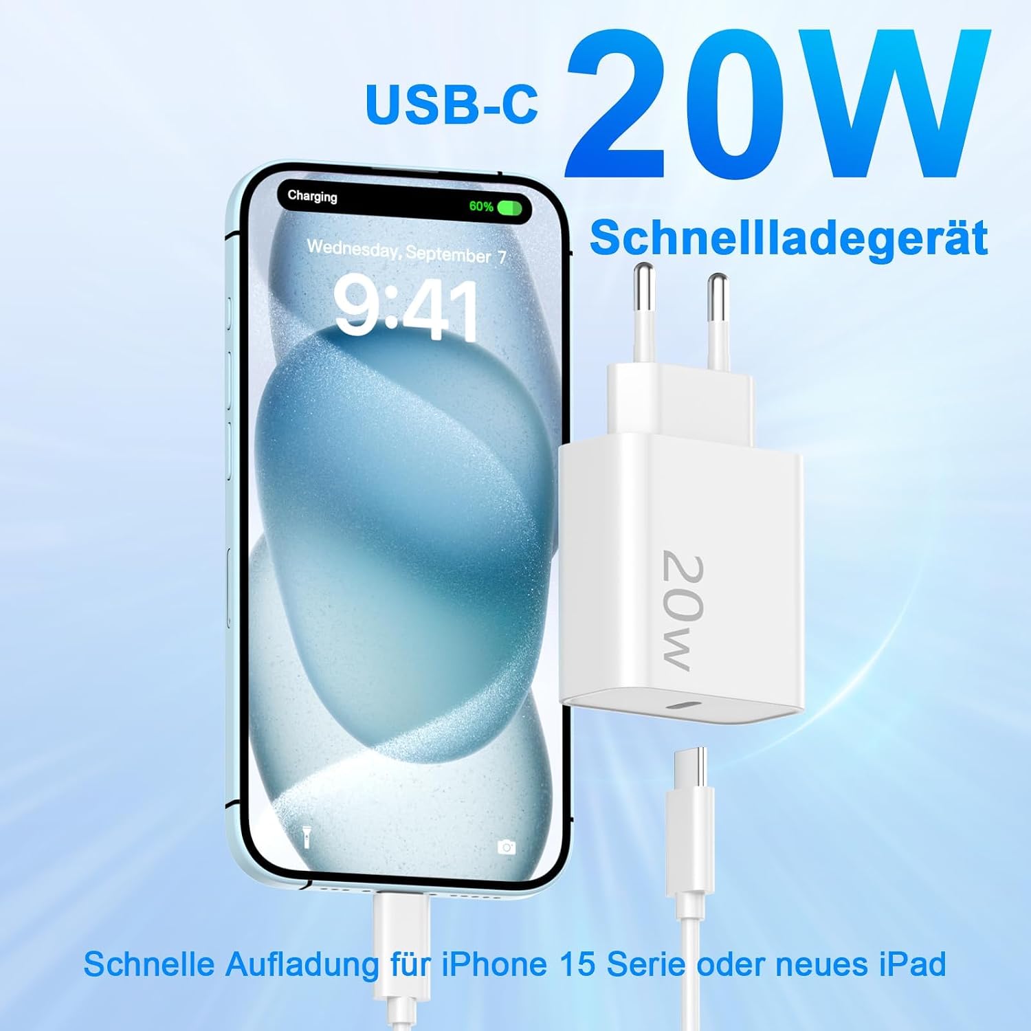 Thumbnail 1 de FUHAYA iPhone 17/16 chargeur 20 W USB‑C (4-Pack) certifié MFi avec câbles USB‑C vers USB‑C