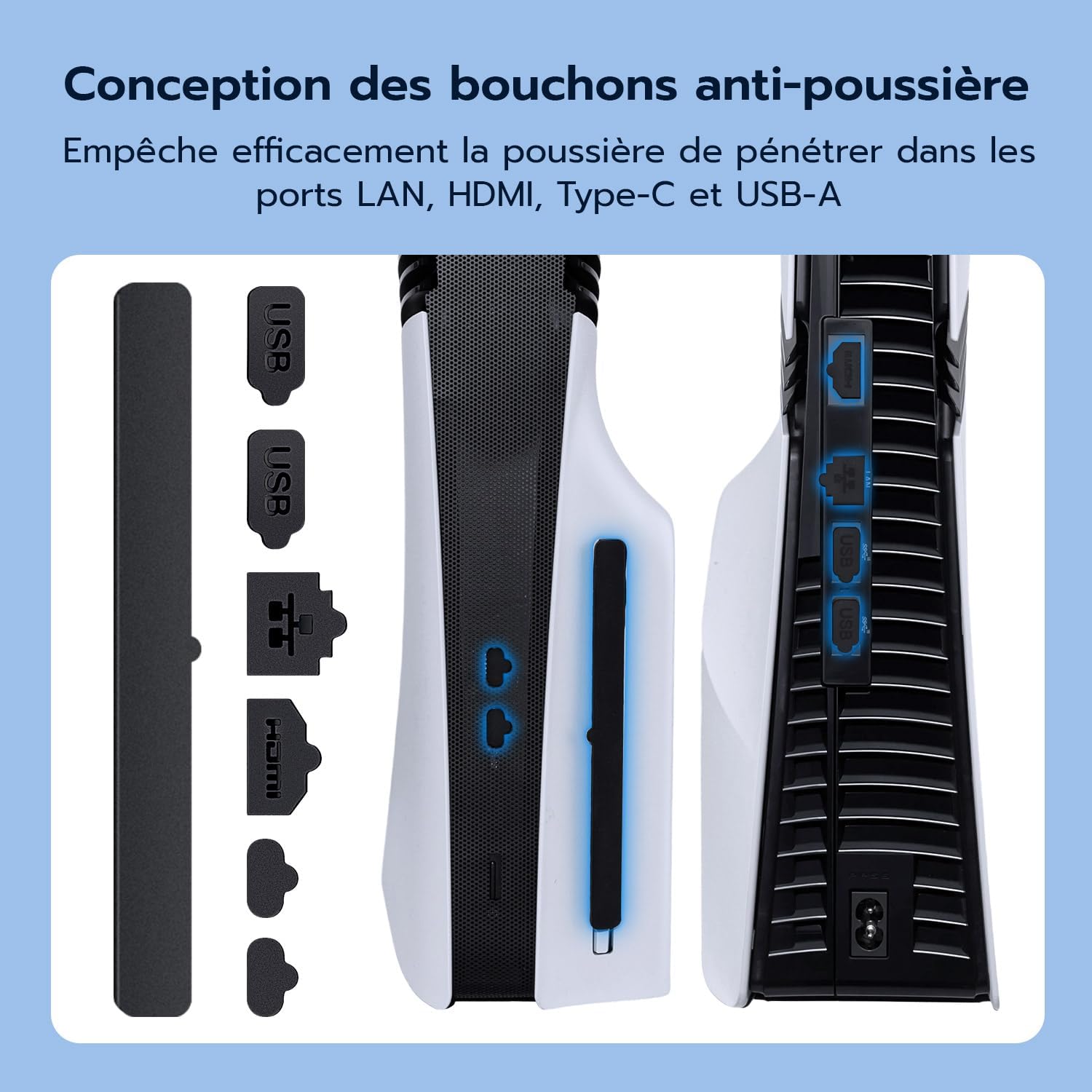 Thumbnail 5 de McBazel PS5 Pro Housse anti-poussière 8 en 1 (bouchons + écran latéral) pour ports et lecteur optique