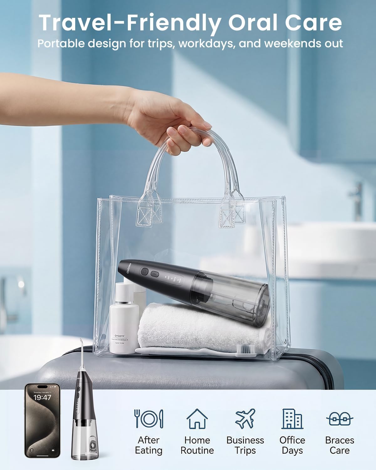 Thumbnail 4 de Onlyone WD01-Black Portable Water Flosser, 3 Settings, 300 mL Tank