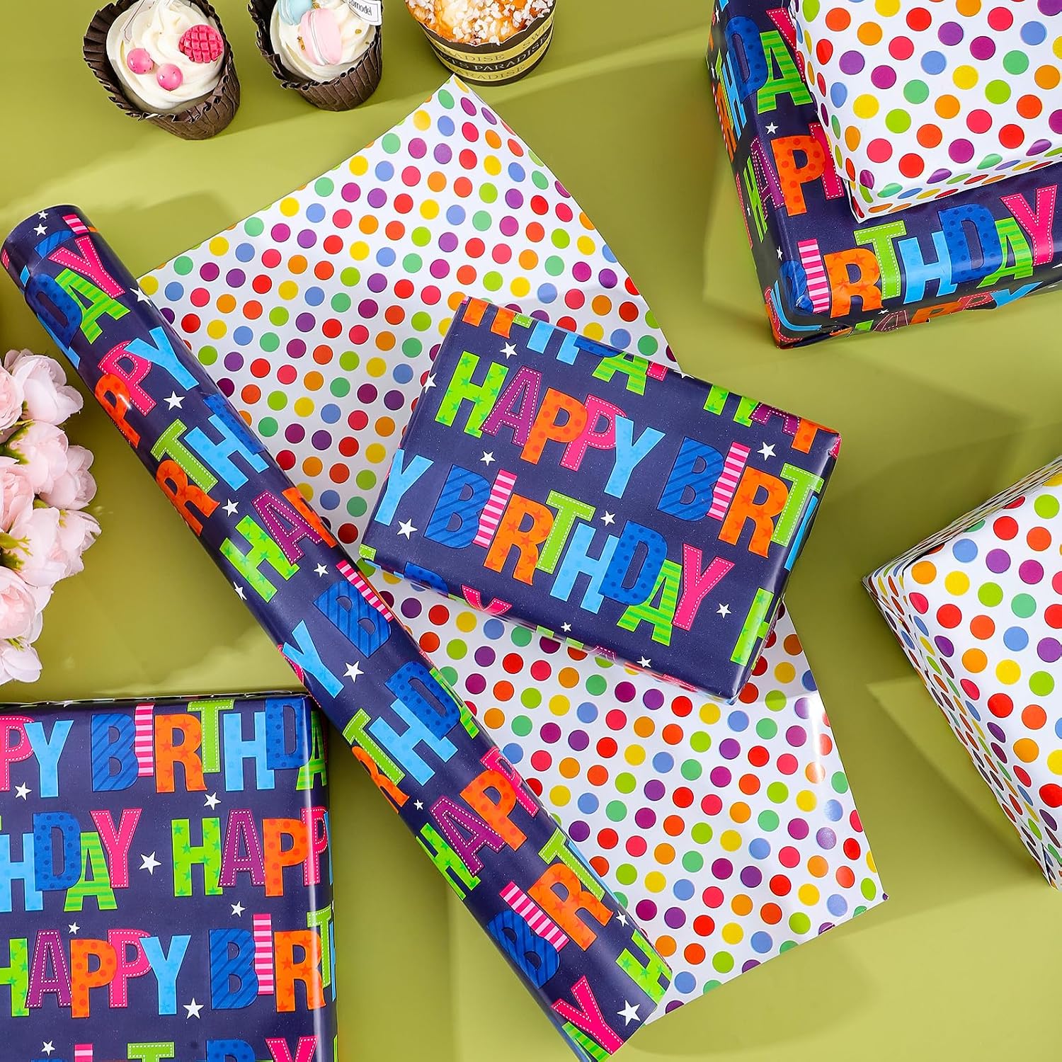 Detalle 2 de woric 11m x 43cm Birthday Wrapping Paper roll
